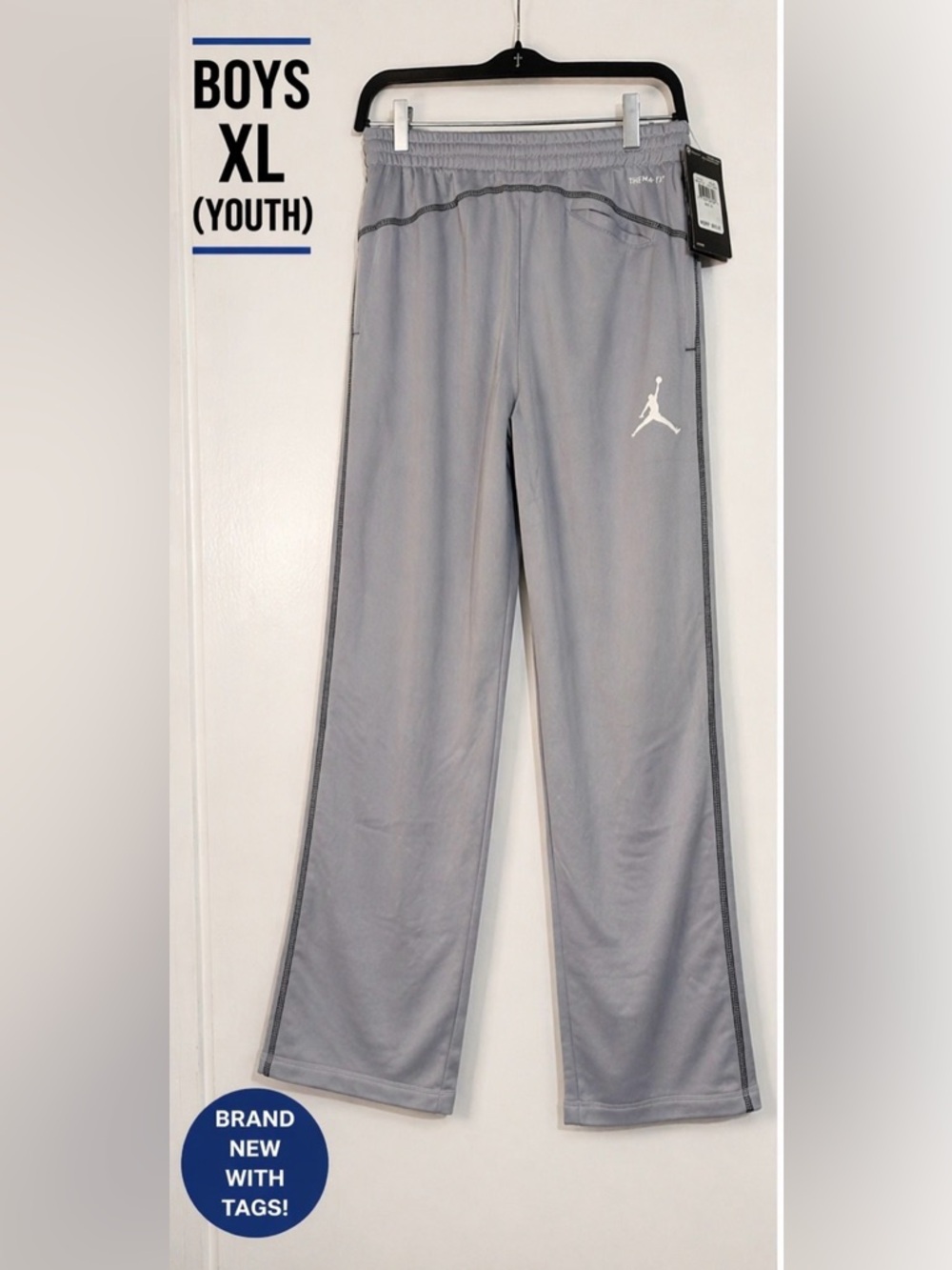 Jump Light Gray Boys' Athletic Sweatpants with White Logo
